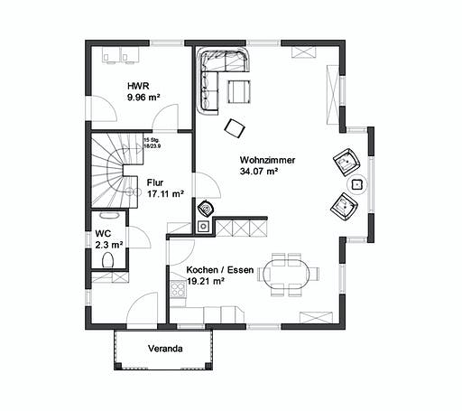Blockhaus Oedheim von Rems-Murr-Holzhaus Schlüsselfertig ab 386000€, Blockhaus Grundriss 1