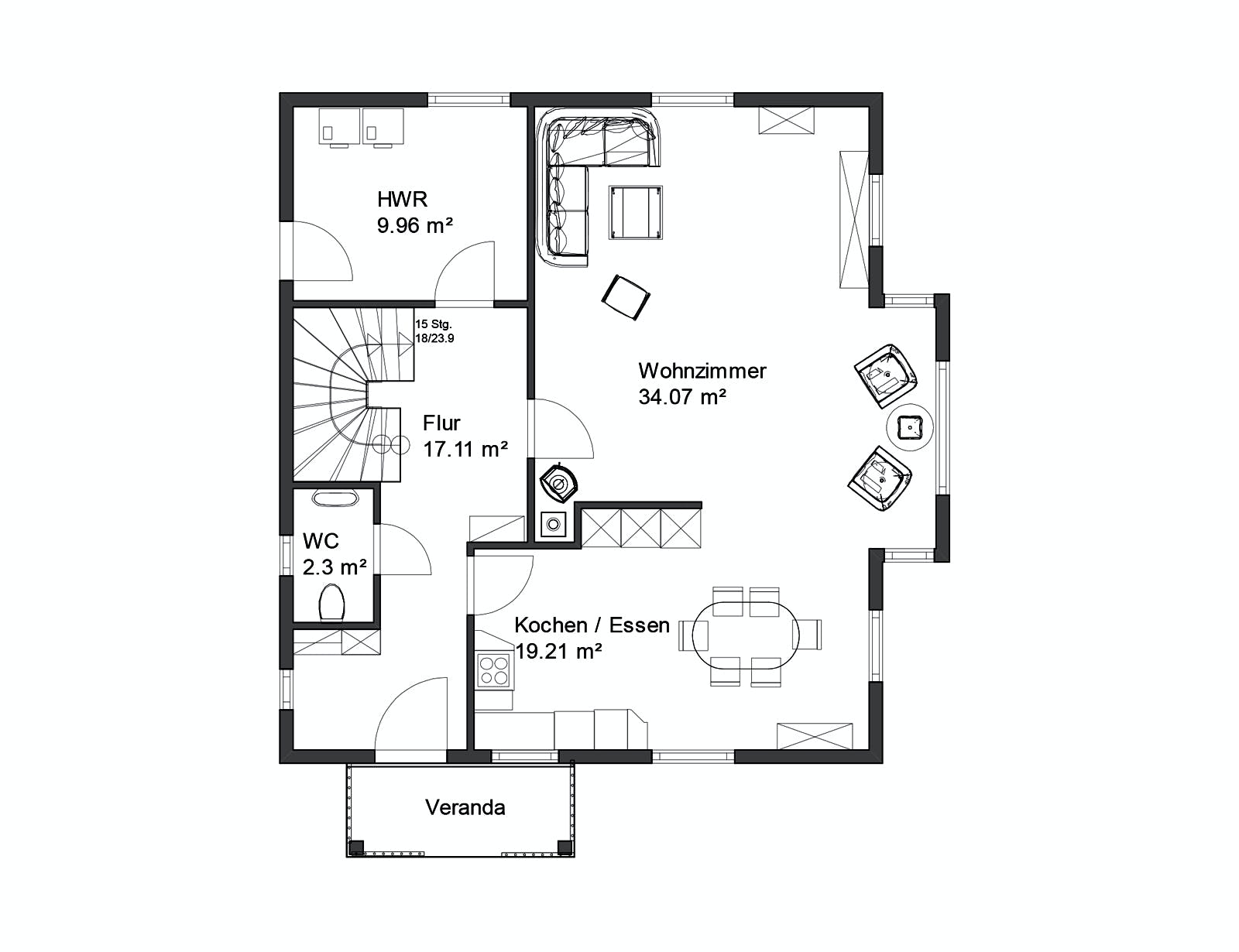 Blockhaus Oedheim von Rems-Murr-Holzhaus Schlüsselfertig ab 453000€, Blockhaus Grundriss 1