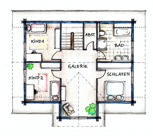 Blockhaus Rosengarten von Rems-Murr-Holzhaus Schlüsselfertig ab 465000€, Blockhaus Grundriss 2