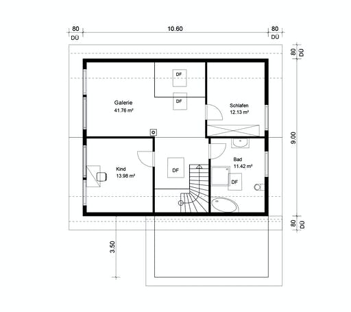 Blockhaus Schwalbenflug von Rems-Murr-Holzhaus Schlüsselfertig ab 397000€, Satteldach-Klassiker Grundriss 2