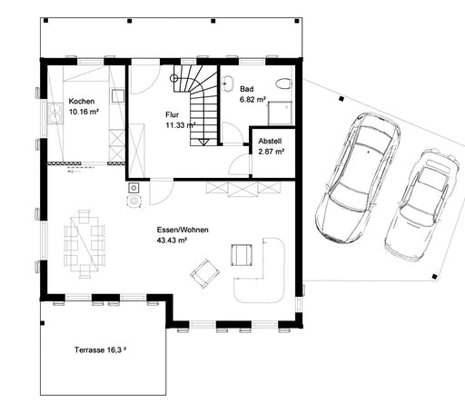 Blockhaus Urach von Rems-Murr-Holzhaus Schlüsselfertig ab 397000€, Satteldach-Klassiker Grundriss 1