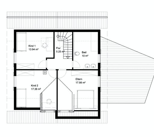 Blockhaus Urach von Rems-Murr-Holzhaus Schlüsselfertig ab 397000€, Satteldach-Klassiker Grundriss 2