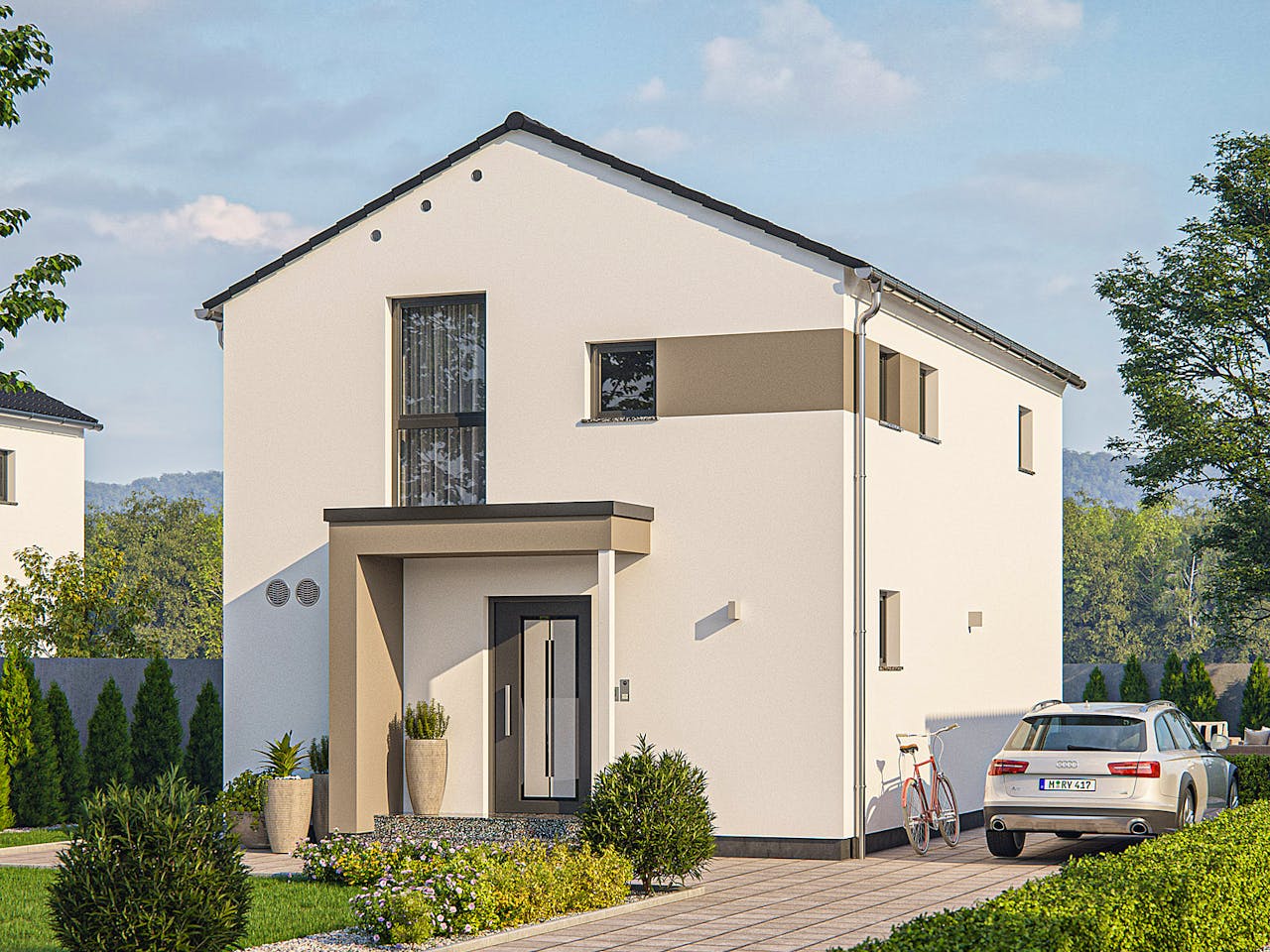 Fertighaus Clou 100 von RENSCH-HAUS Schlüsselfertig ab 313086€, Satteldach-Klassiker Außenansicht 1