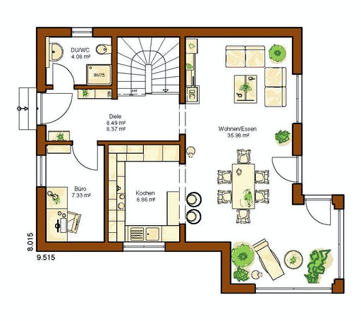 Fertighaus CLOU 119 von RENSCH-HAUS Schlüsselfertig ab 233900€, Satteldach-Klassiker Grundriss 1