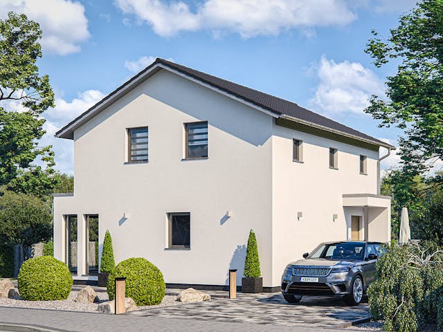 Fertighaus Clou 123.1 von RENSCH-HAUS Schlüsselfertig ab 337461€, Satteldach-Klassiker Außenansicht 2