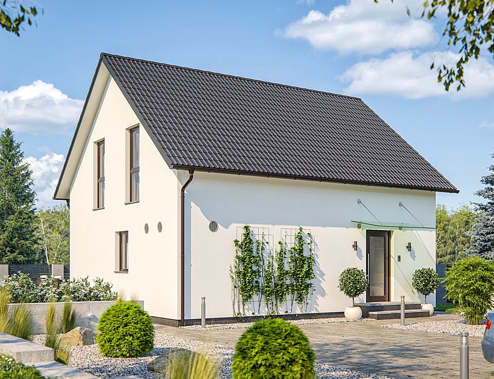 Fertighaus CLOU 123 von RENSCH-HAUS Schlüsselfertig ab 320587€, Satteldach-Klassiker Außenansicht 2