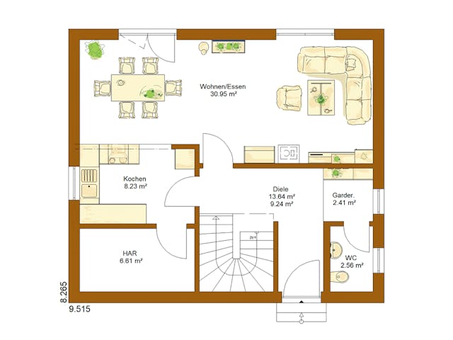 Fertighaus CLOU 123 von RENSCH-HAUS Schlüsselfertig ab 320587€, Satteldach-Klassiker Grundriss 1 Fertighaus CLOU 123 von RENSCH-HAUS Schlüsselfertig ab 320587€, Satteldach-Klassiker Grundriss 1
