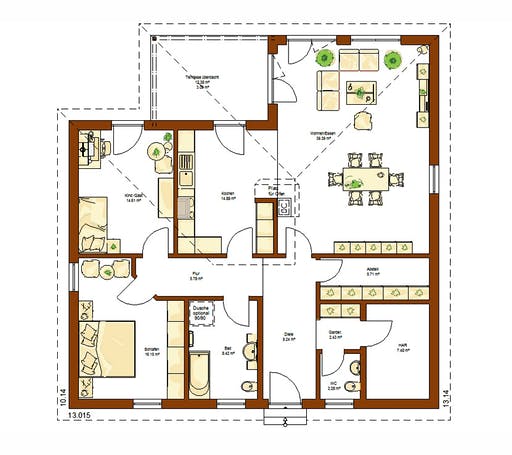 Fertighaus Clou 126 von RENSCH-HAUS Schlüsselfertig ab 314784€, Bungalow Grundriss 1
