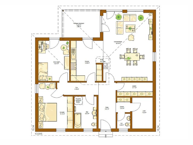 Fertighaus Clou 126 von RENSCH-HAUS Schlüsselfertig ab 337814€, Bungalow Grundriss 1 Fertighaus Clou 126 von RENSCH-HAUS Schlüsselfertig ab 337814€, Bungalow Grundriss 1