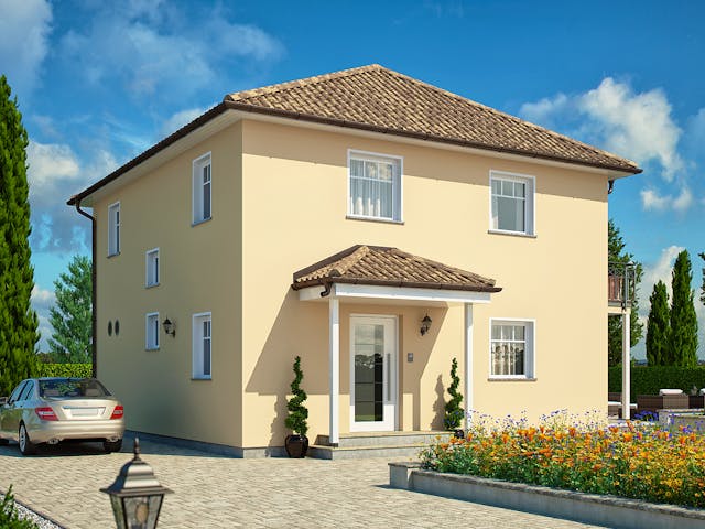 Fertighaus CLOU 135 Walmdach von RENSCH-HAUS Schlüsselfertig ab 385770€, Stadtvilla Außenansicht 2