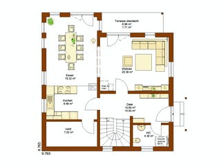 Fertighaus CLOU 135 Walmdach von RENSCH-HAUS Schlüsselfertig ab 385770€, Stadtvilla Grundriss 1