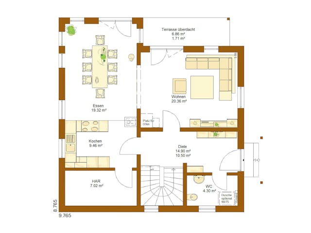 Fertighaus CLOU 135 Walmdach von RENSCH-HAUS Schlüsselfertig ab 385770€, Stadtvilla Grundriss 1