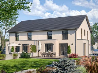 Fertighaus Clou 136.1 von RENSCH-HAUS Schlüsselfertig ab 376000€, Satteldach-Klassiker Außenansicht 1