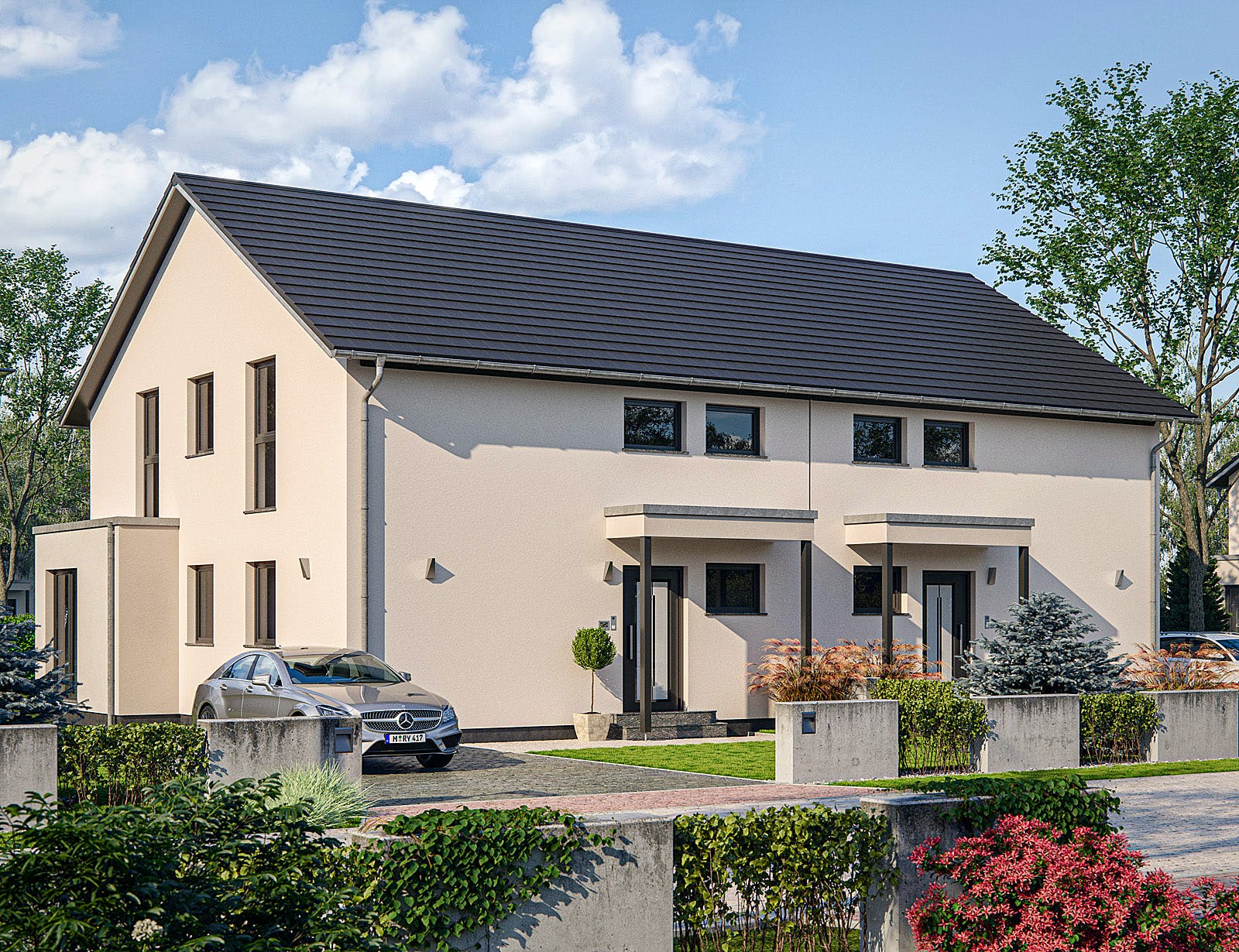 Fertighaus Clou 136.1 von RENSCH-HAUS Schlüsselfertig ab 376000€, Satteldach-Klassiker Außenansicht 2