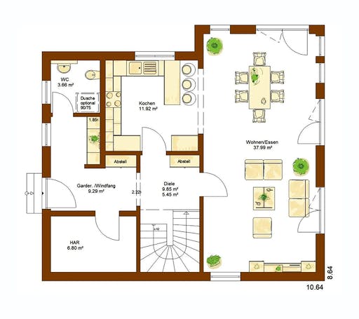 Fertighaus Clou 143 von RENSCH-HAUS Schlüsselfertig ab 321262€, Satteldach-Klassiker Grundriss 1