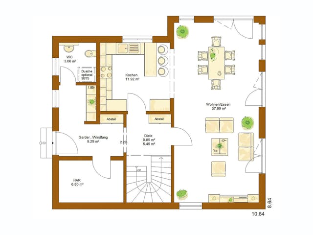 Fertighaus Clou 143 von RENSCH-HAUS Schlüsselfertig ab 344223€, Satteldach-Klassiker Grundriss 1