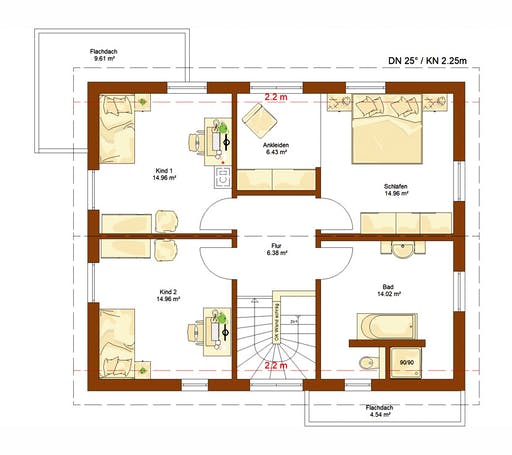 Fertighaus Clou 149 von RENSCH-HAUS Schlüsselfertig ab 370399€, Satteldach-Klassiker Grundriss 2