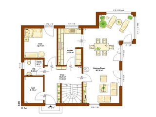 Fertighaus CLOU 156 von RENSCH-HAUS Schlüsselfertig ab 389651€, Satteldach-Klassiker Grundriss 1