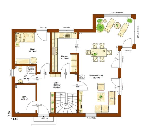 Fertighaus CLOU 156 von RENSCH-HAUS Schlüsselfertig ab 274500€, Satteldach-Klassiker Grundriss 1