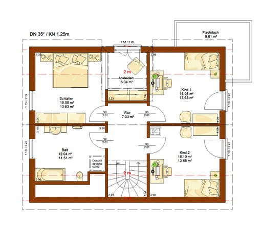 Fertighaus CLOU 156 von RENSCH-HAUS Schlüsselfertig ab 274500€, Satteldach-Klassiker Grundriss 2