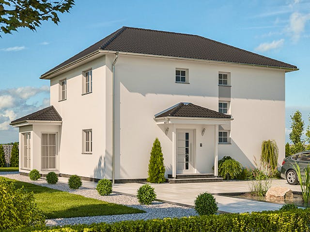 Fertighaus CLOU 157 Walmdach von RENSCH-HAUS Schlüsselfertig ab 428646€, Stadtvilla Außenansicht 2