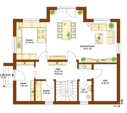 Fertighaus Clou 158 von RENSCH-HAUS Schlüsselfertig ab 387308€, Satteldach-Klassiker Grundriss 1
