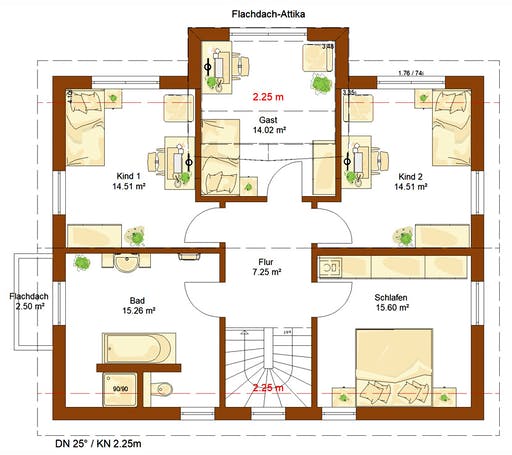 Fertighaus Clou 158 von RENSCH-HAUS Schlüsselfertig ab 387308€, Satteldach-Klassiker Grundriss 2