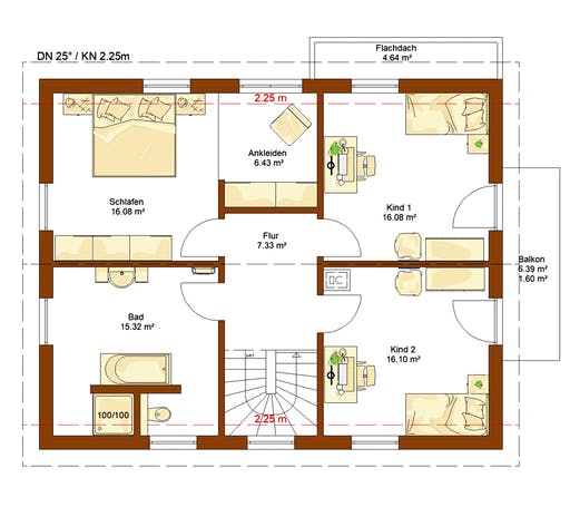 Fertighaus CLOU 159 von RENSCH-HAUS Schlüsselfertig ab 287900€, Satteldach-Klassiker Grundriss 2