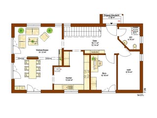 Fertighaus CLOU 166 von RENSCH-HAUS Schlüsselfertig ab 395620€, Satteldach-Klassiker Grundriss 1