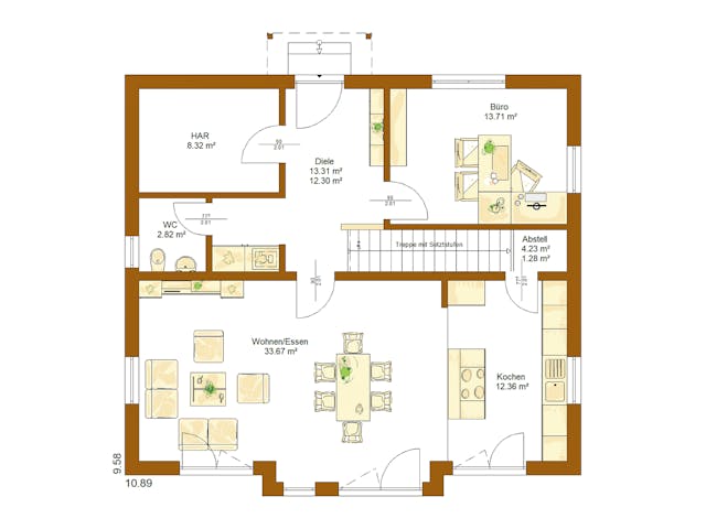 Fertighaus CLOU 169 von RENSCH-HAUS Schlüsselfertig ab 409757€, Satteldach-Klassiker Grundriss 1