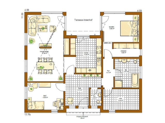Fertighaus Bungalow Liberty M von RENSCH-HAUS, Bungalow Grundriss 1 Fertighaus Bungalow Liberty M von RENSCH-HAUS, Bungalow Grundriss 1