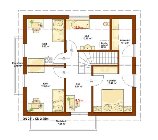 Fertighaus Life 134 von RENSCH-HAUS Schlüsselfertig ab 275900€, Satteldach-Klassiker Grundriss 2