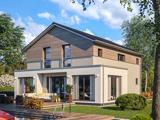 Fertighaus Life 148 von RENSCH-HAUS Schlüsselfertig ab 418221€, Satteldach-Klassiker Außenansicht 1