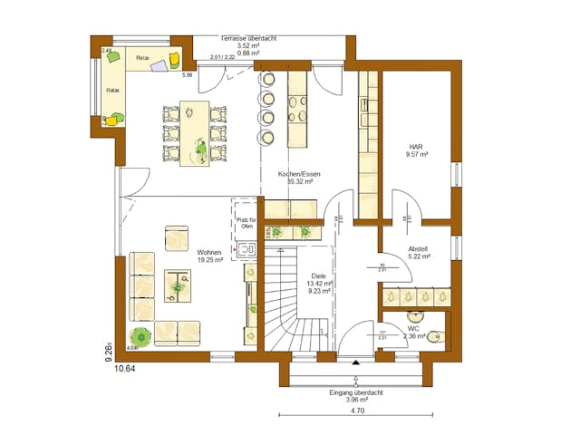 Fertighaus Life 150 von RENSCH-HAUS Schlüsselfertig ab 385718€, Satteldach-Klassiker Grundriss 1 Fertighaus Life 150 von RENSCH-HAUS Schlüsselfertig ab 385718€, Satteldach-Klassiker Grundriss 1