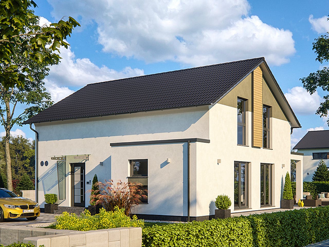 Fertighaus Life 156 von RENSCH-HAUS Schlüsselfertig ab 412925€, Satteldach-Klassiker Außenansicht 1
