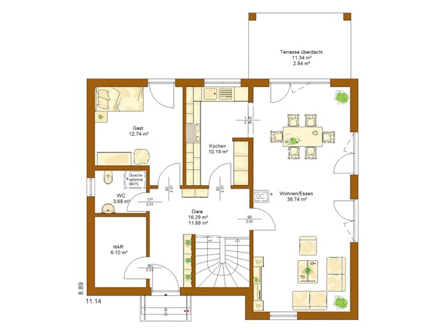 Fertighaus Life 156 von RENSCH-HAUS Schlüsselfertig ab 412925€, Satteldach-Klassiker Grundriss 1 Fertighaus Life 156 von RENSCH-HAUS Schlüsselfertig ab 412925€, Satteldach-Klassiker Grundriss 1