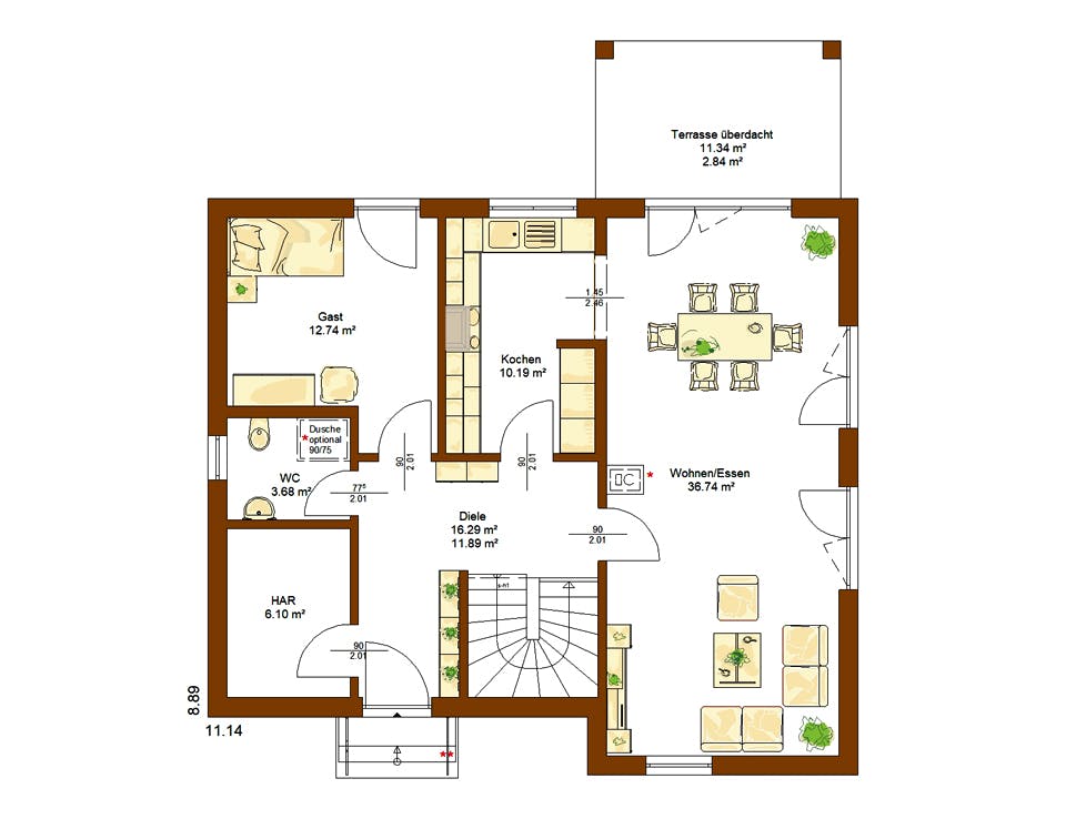 Fertighaus Life 156 von RENSCH-HAUS Schlüsselfertig ab 412925€, Satteldach-Klassiker Grundriss 1