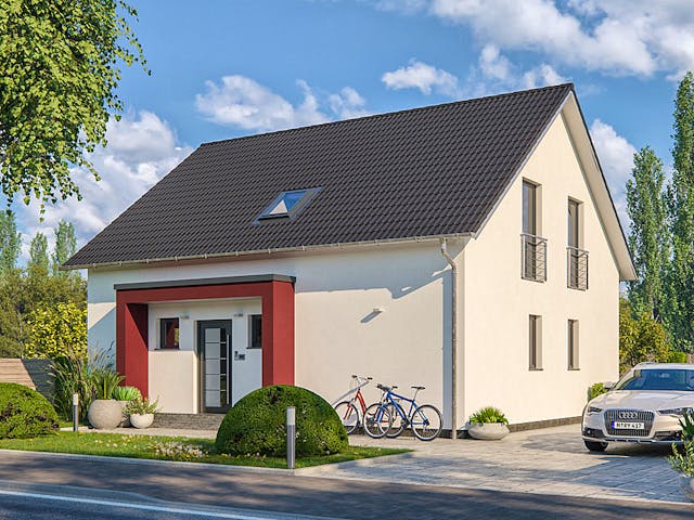 Fertighaus Life 157 von RENSCH-HAUS Schlüsselfertig ab 402850€, Satteldach-Klassiker Außenansicht 2
