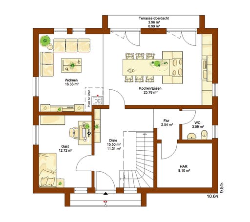 Fertighaus Life 157 von RENSCH-HAUS Schlüsselfertig ab 374366€, Satteldach-Klassiker Grundriss 1