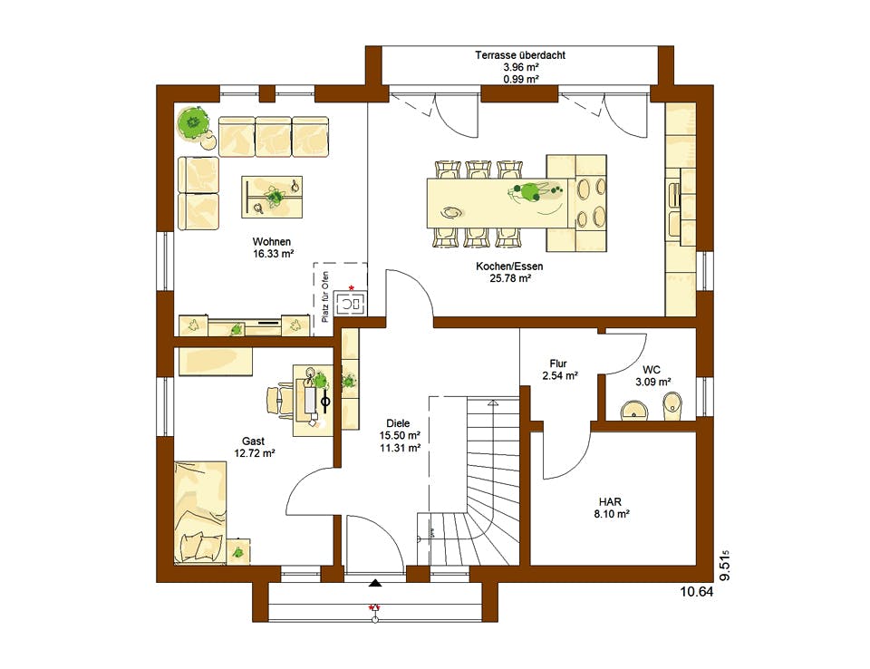 Fertighaus Life 157 von RENSCH-HAUS Schlüsselfertig ab 402850€, Satteldach-Klassiker Grundriss 1