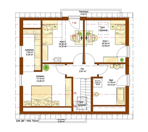 Fertighaus Life 157 von RENSCH-HAUS Schlüsselfertig ab 374366€, Satteldach-Klassiker Grundriss 2