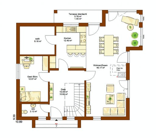 Fertighaus Life 158 von RENSCH-HAUS Schlüsselfertig ab 286500€, Satteldach-Klassiker Grundriss 1