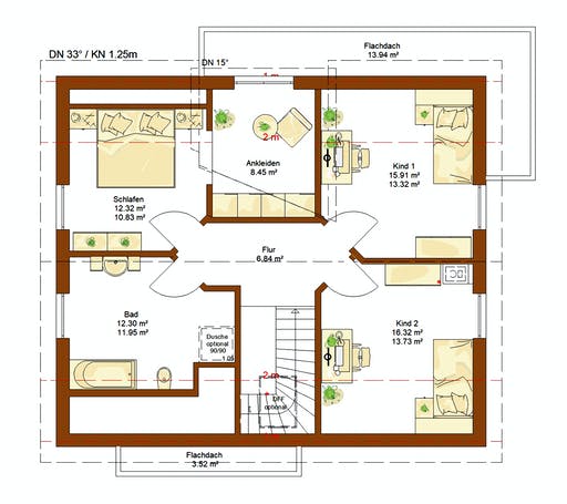 Fertighaus Life 158 von RENSCH-HAUS Schlüsselfertig ab 286500€, Satteldach-Klassiker Grundriss 2