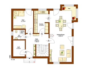 Fertighaus Life 159 von RENSCH-HAUS Schlüsselfertig ab 407905€, Satteldach-Klassiker Grundriss 1