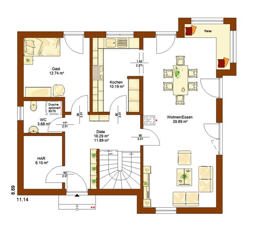 Fertighaus Life 159 von RENSCH-HAUS Schlüsselfertig ab 297500€, Satteldach-Klassiker Grundriss 1