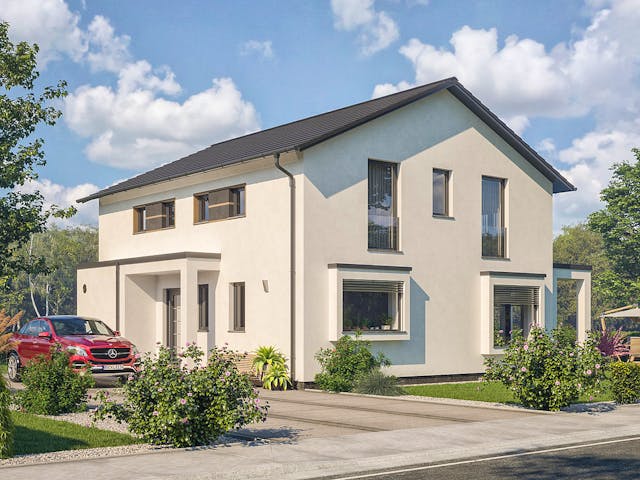 Fertighaus Life 160 von RENSCH-HAUS Schlüsselfertig ab 444519€, Satteldach-Klassiker Außenansicht 2
