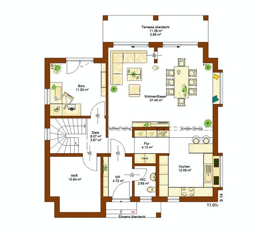 Fertighaus Life 160 von RENSCH-HAUS Schlüsselfertig ab 306400€, Satteldach-Klassiker Grundriss 1