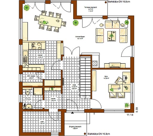 Fertighaus MH Avenio von RENSCH-HAUS, Pultdachhaus Grundriss 1