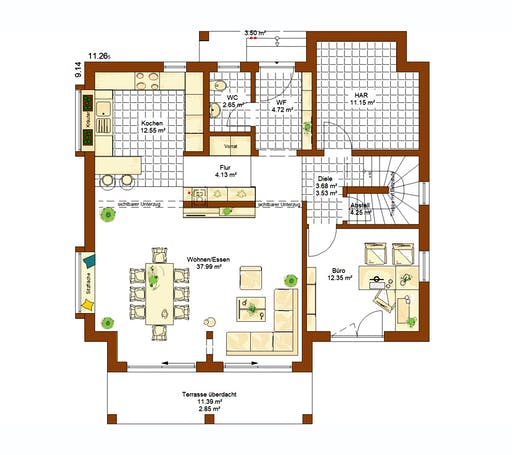 Fertighaus MH Merano von RENSCH-HAUS, Satteldach-Klassiker Grundriss 1