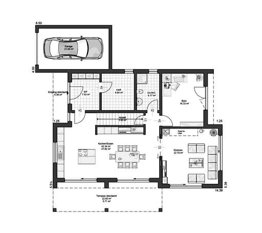Fertighaus Einfamilienhaus Toronto von RENSCH-HAUS, Cubushaus Grundriss 1